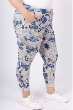 Joggerit flower sininen 46/48