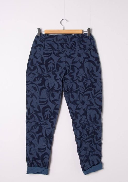 Joggerit tummansininen kukat M/L