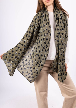 Kaulahuivi sydämet khaki