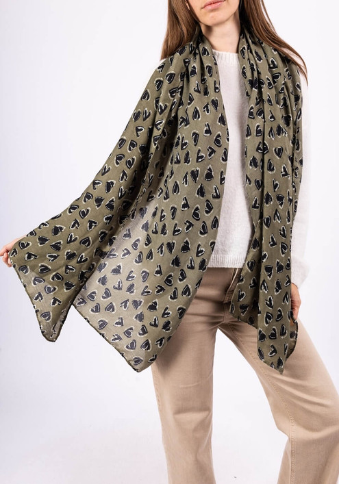 Kaulahuivi sydämet khaki