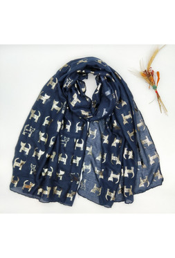 Kissahuivi pienet kissat tummansininen