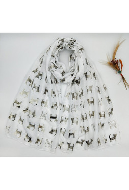 Kissahuivi pienet kissat valkoinen