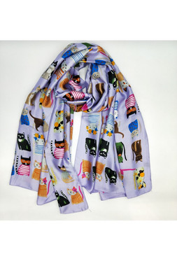 Kissahuivi silkki lila