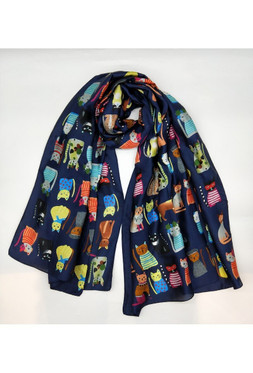 Kissahuivi silkki tummansininen