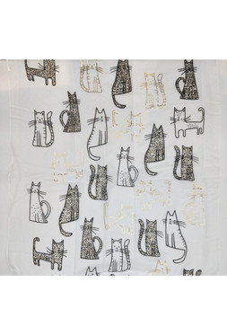 Kissahuivi isot kissat valkoinen