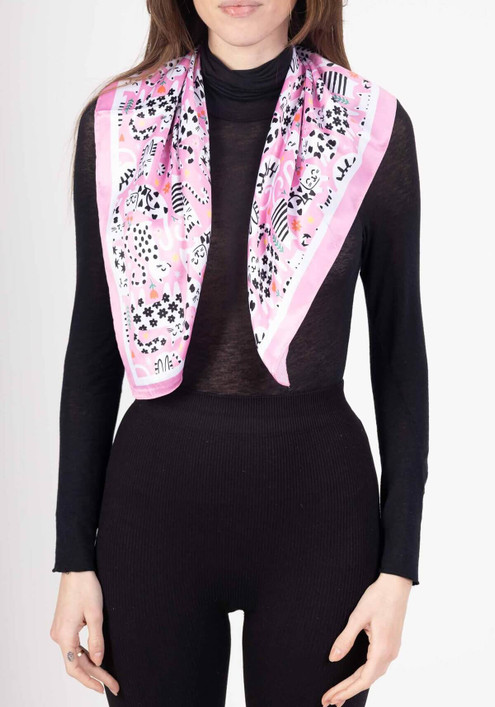 Kissahuivi silkki vaaleanpunainen pieni