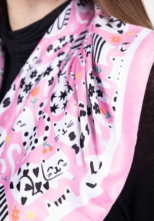 Kissahuivi silkki vaaleanpunainen pieni