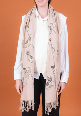 Koirahuivi hapsuilla isot koirat beige