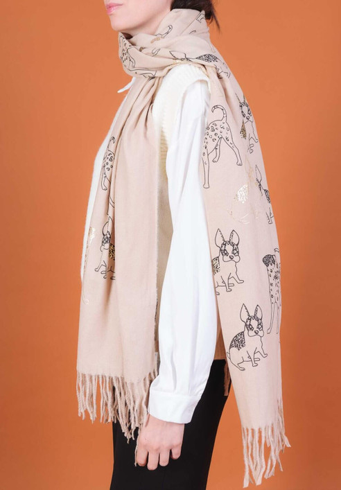 Koirahuivi hapsuilla isot koirat beige