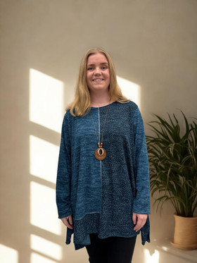 Kristiina neuletunika petrooli + koru