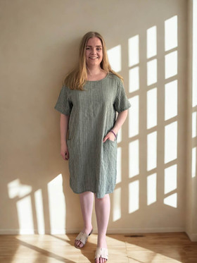 Laura raidallinen taskumekko khaki