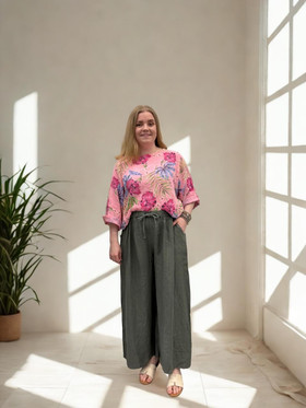 Maija pellavahousut khaki 46/48