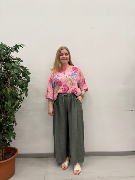 Maija pellavahousut khaki 46/48