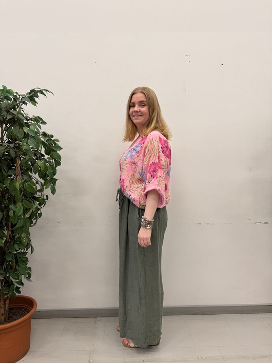 Maija pellavahousut khaki 46/48