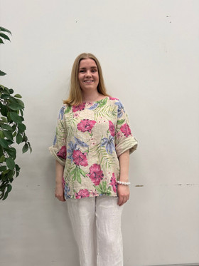 Malla kesäpaita kukat beige