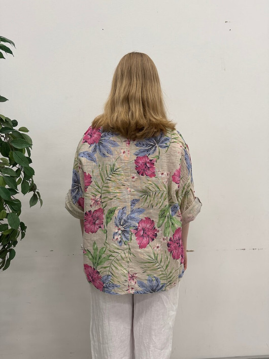 Malla kesäpaita kukat beige