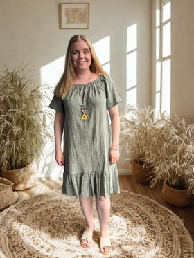 Mari frillamekko khaki + koru