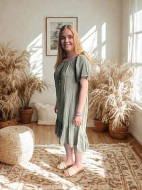 Mari frillamekko khaki + koru