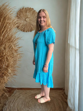 Mari frillamekko turkoosi + koru