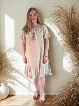 Mari frillamekko beige + koru