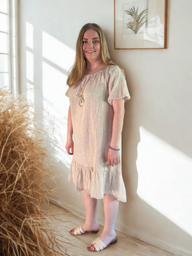Mari frillamekko beige + koru