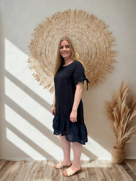 Marina pellavamekko tummansininen