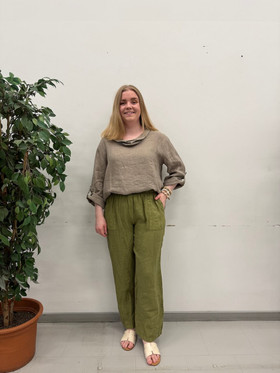 Marjaana pellavahousut oliivi