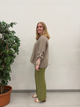 Marjaana pellavahousut oliivi