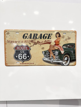 Metallikyltti Garage Route 66