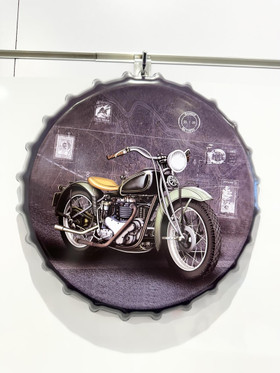 Pyöreä metallikyltti moottoripyörä