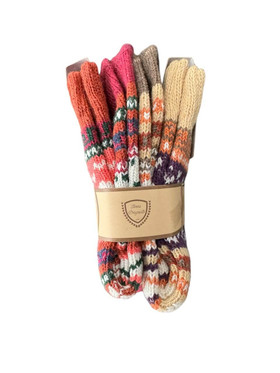 Norjalaiset villasukat 2 paria beige/oranssi