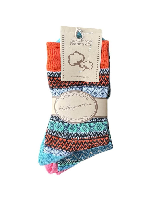 Norjalaiset villasukat 2 paria oranssi/cappuccino