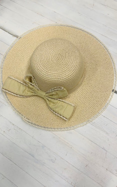 Olkihattu rusetilla beige