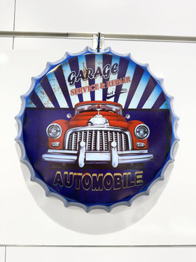 Pyöreä metallikyltti Automobile service&repair