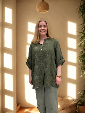 Roosa pellavapaita khaki 46/48