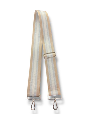 Säädettävä laukkuhihna pikalukolla raidallinen beige
