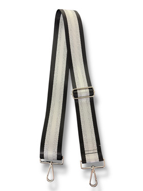 Säädettävä laukkuhihna pikalukolla raidallinen hopea