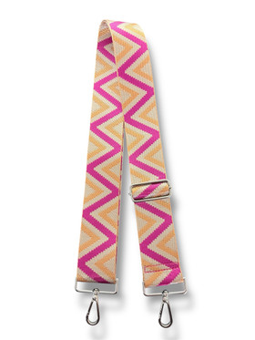 Säädettävä laukkuhihna pikalukolla siksak pinkki