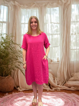 Saara pellavamekko pinkki