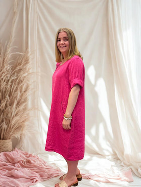 Saara pellavamekko pinkki