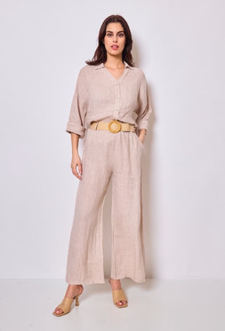 Suvi pellavahousut vyöllä beige