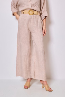 Suvi pellavahousut vyöllä beige