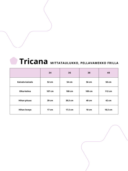 Tricana suomalainen pellavamekko frilla lila