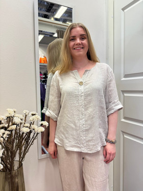 Varpu pellavapaita napilla beige M/L