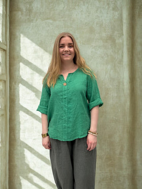 Varpu pellavapaita napilla vihreä M/L