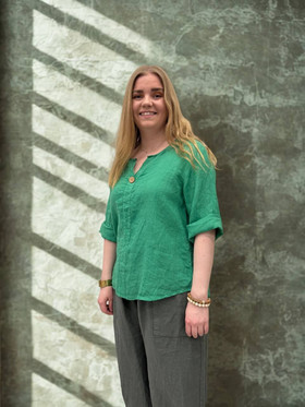 Varpu pellavapaita napilla vihreä M/L