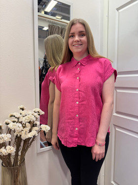 Vilma lyhythihainen pellavapaita pinkki