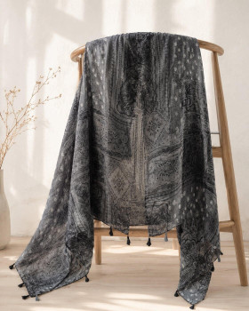 Printtihuivi tummaharmaa