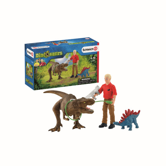 Schleich Tyrannosaurus Rexin hyökkäys 41465
