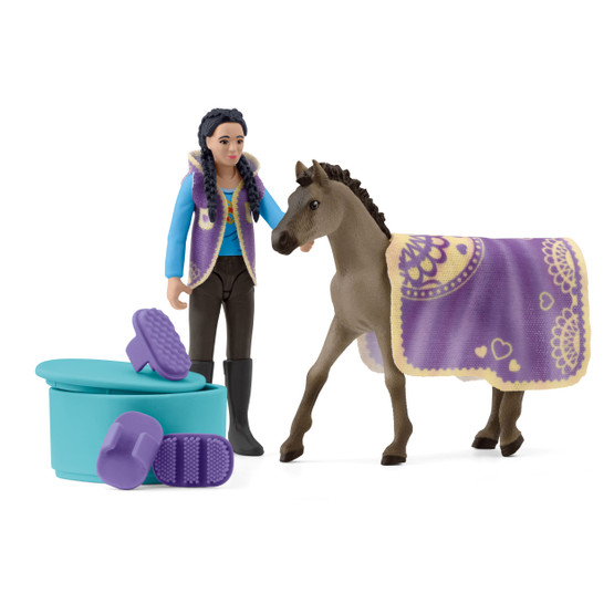 Schleich Kim hoitamassa varsaa 42753